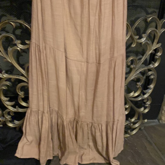 Stitch and feather bohemian tan maxi dress - Picture 4 of 7